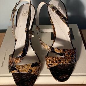 Joan & David Snakeskin Embossed Leather Strappy Sandals ~ Sz 8.5 ~ So Slayer